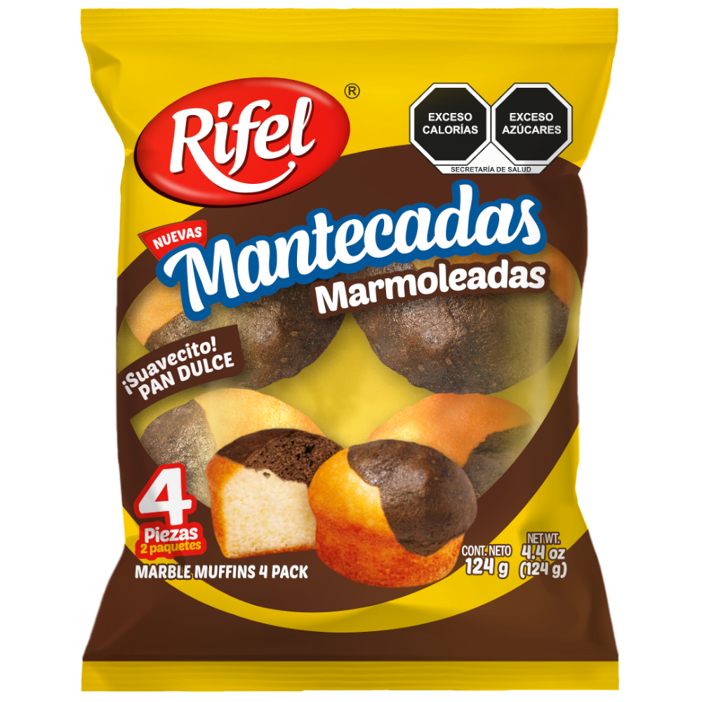 Rifel Muffins Mantecadas with marble chocolate bites 4 units pack