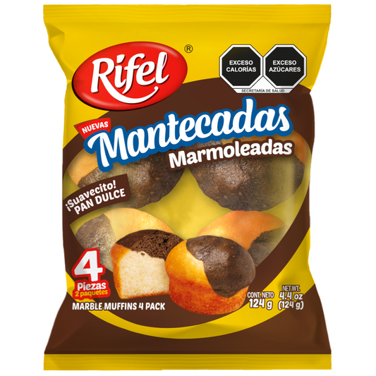 Rifel Muffins Mantecadas with marble chocolate bites 4 units pack