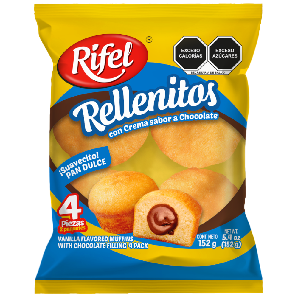 Rifel Muffins Filled Choco/chocolate bites 4 units pack